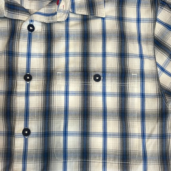 The North Face Short Sleeve Button Down Plaid Blue Shirt Medium - Picture 4 of 7